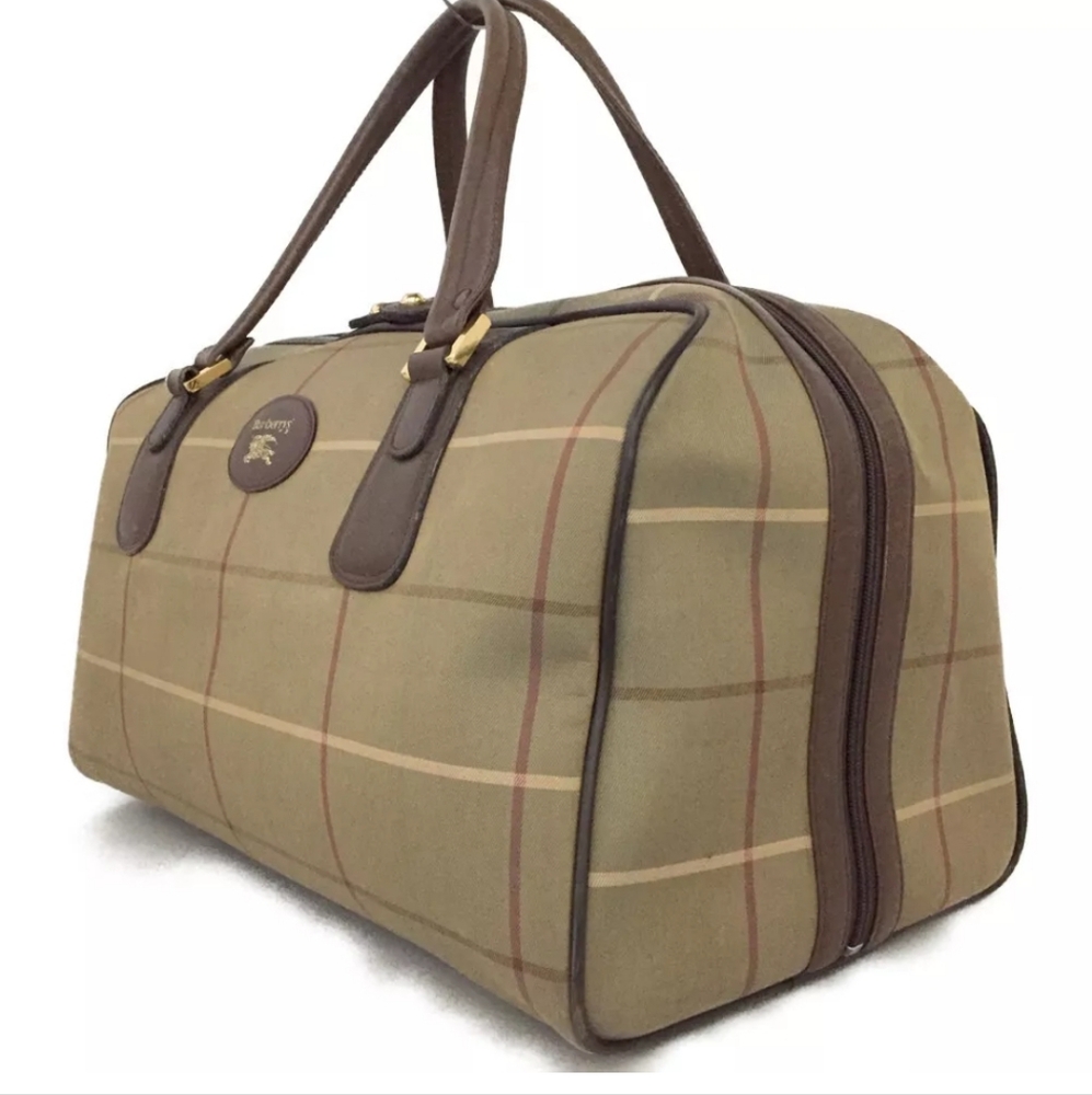 Burberrys Horse Logo Check Canvas Boston Bag - Picture 3 of 9
